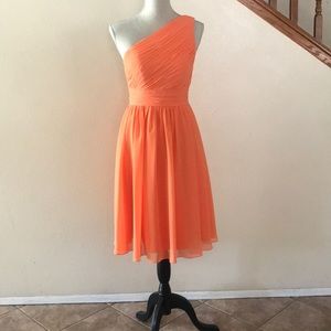 Tangerine orange bridesmaid dress
